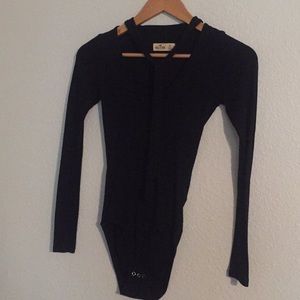 Hollister tie neck ribbed bodysuit